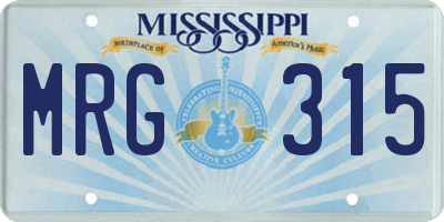 MS license plate MRG315