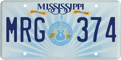 MS license plate MRG374