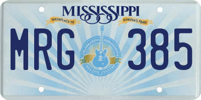 MS license plate MRG385
