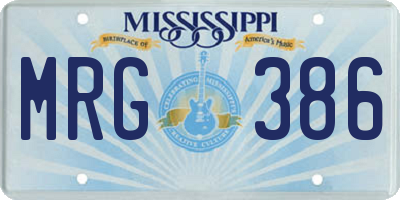 MS license plate MRG386