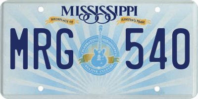 MS license plate MRG540