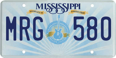 MS license plate MRG580