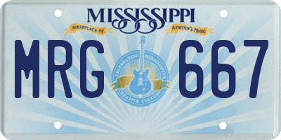 MS license plate MRG667