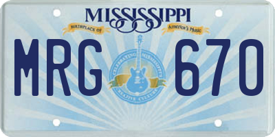 MS license plate MRG670