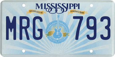 MS license plate MRG793