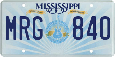 MS license plate MRG840