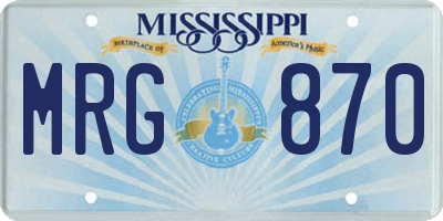 MS license plate MRG870