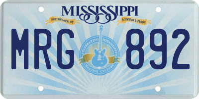 MS license plate MRG892