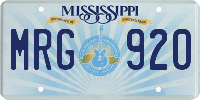 MS license plate MRG920