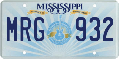 MS license plate MRG932