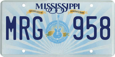MS license plate MRG958