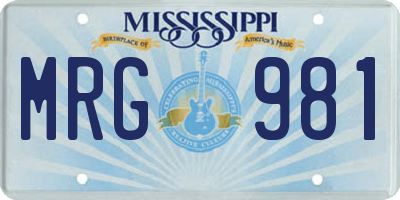 MS license plate MRG981