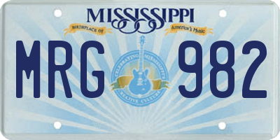 MS license plate MRG982