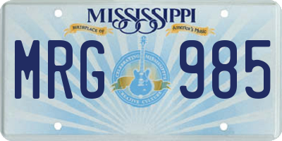 MS license plate MRG985