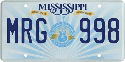 MS license plate MRG998