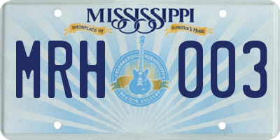 MS license plate MRH003