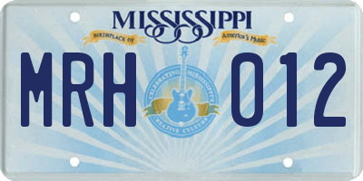 MS license plate MRH012