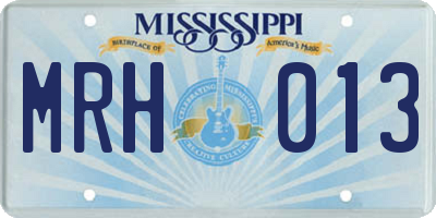 MS license plate MRH013