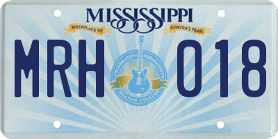 MS license plate MRH018