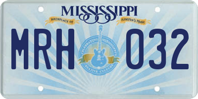 MS license plate MRH032