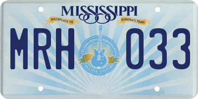 MS license plate MRH033