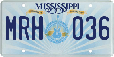 MS license plate MRH036