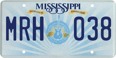 MS license plate MRH038