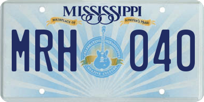 MS license plate MRH040