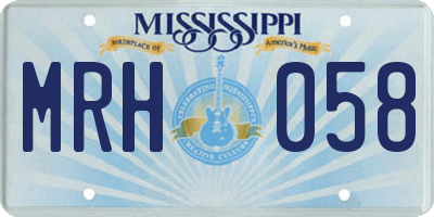 MS license plate MRH058