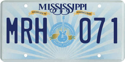 MS license plate MRH071