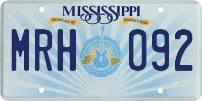 MS license plate MRH092
