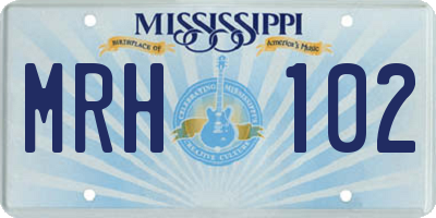 MS license plate MRH102