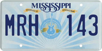 MS license plate MRH143