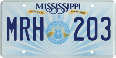 MS license plate MRH203
