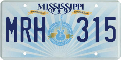 MS license plate MRH315