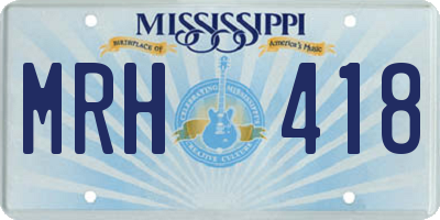 MS license plate MRH418
