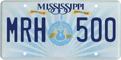 MS license plate MRH500