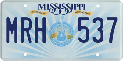 MS license plate MRH537