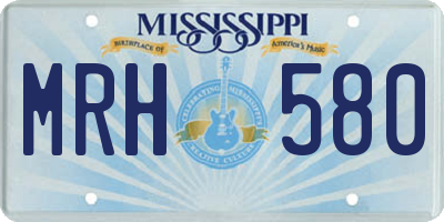 MS license plate MRH580