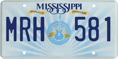 MS license plate MRH581