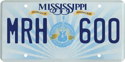 MS license plate MRH600