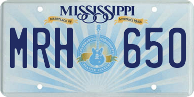MS license plate MRH650
