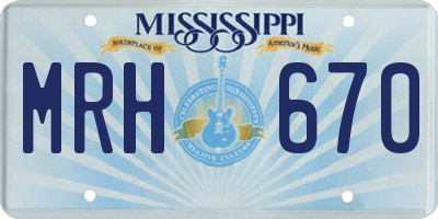 MS license plate MRH670