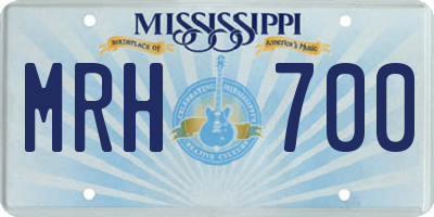 MS license plate MRH700