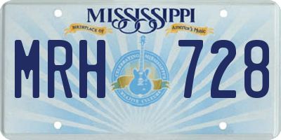 MS license plate MRH728