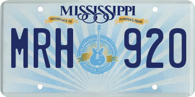 MS license plate MRH920
