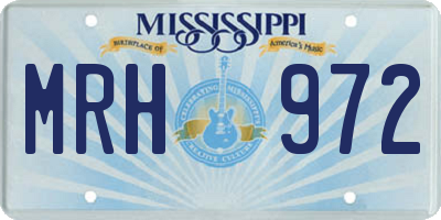 MS license plate MRH972