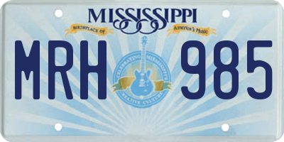 MS license plate MRH985