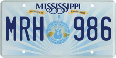 MS license plate MRH986
