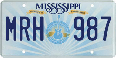 MS license plate MRH987